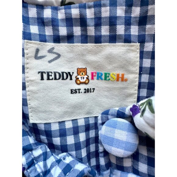 Vintage Y2K Patchwork Teddy Bear Jacket Cottagecore Gingham Floral TF Quilted Zi - Picture 7 of 7